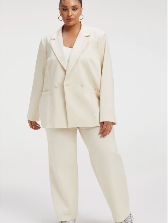 Good American Jackets & Blazers - Good American Cream Double-Breasted Blazer Unisex